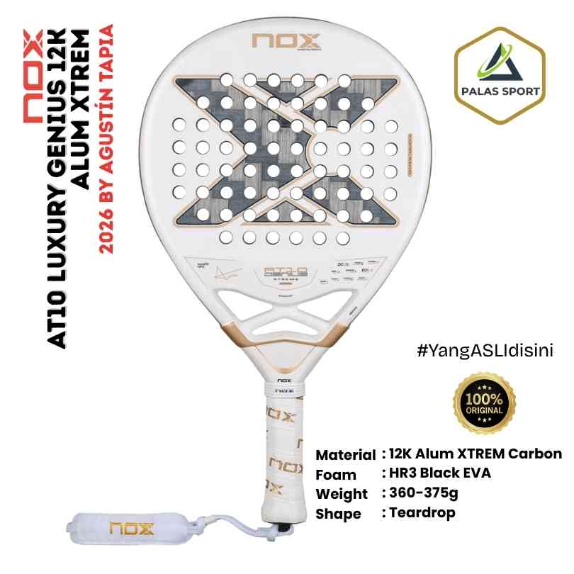 NOX AT10 Genius Alum XTREM 2026 Carbon 12K (Teardrop) by Agustin Tapia Racket/Raket Padel