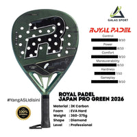 Royal Padel Japan Pro Green 2026 Carbon 3K (Diamond) Racket/Raket Padel
