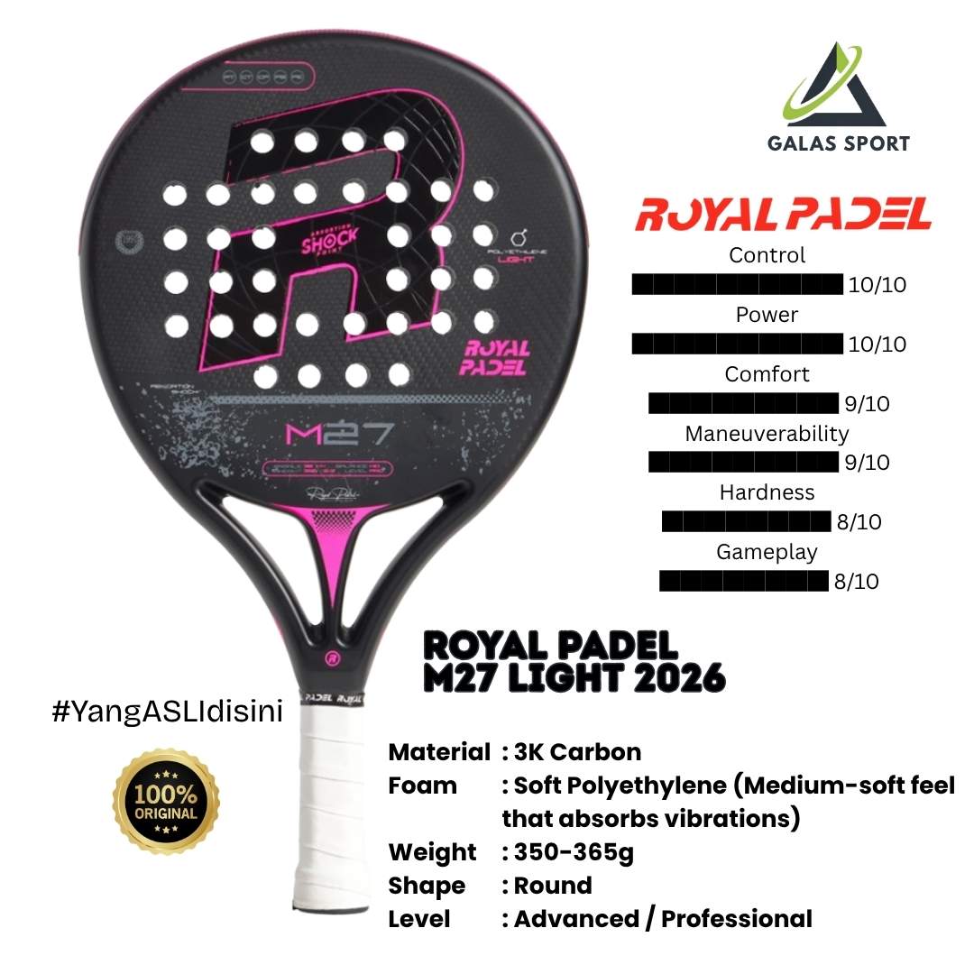 Royal Padel M27 Light (Pink) 2026 Carbon 3K Polyethylene