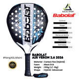 Babolat Air Veron 2.6 2026  (Teardrop) Carbon Flex Racket/Raket padel