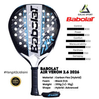 Babolat Air Veron 2.6 2026  (Teardrop) Carbon Flex Racket/Raket padel