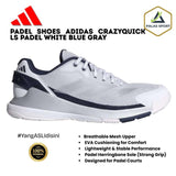 Padel Shoes Adidas Crazyquick LS Padel White Blue Gray Sneakers Sepatu Padel