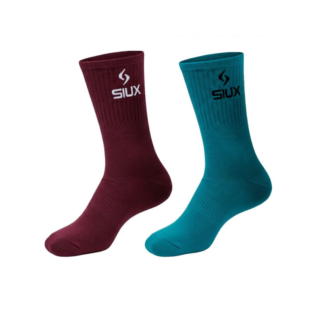 Siux Socks Long Groove 26 burgundy/sky blue 2-Pack