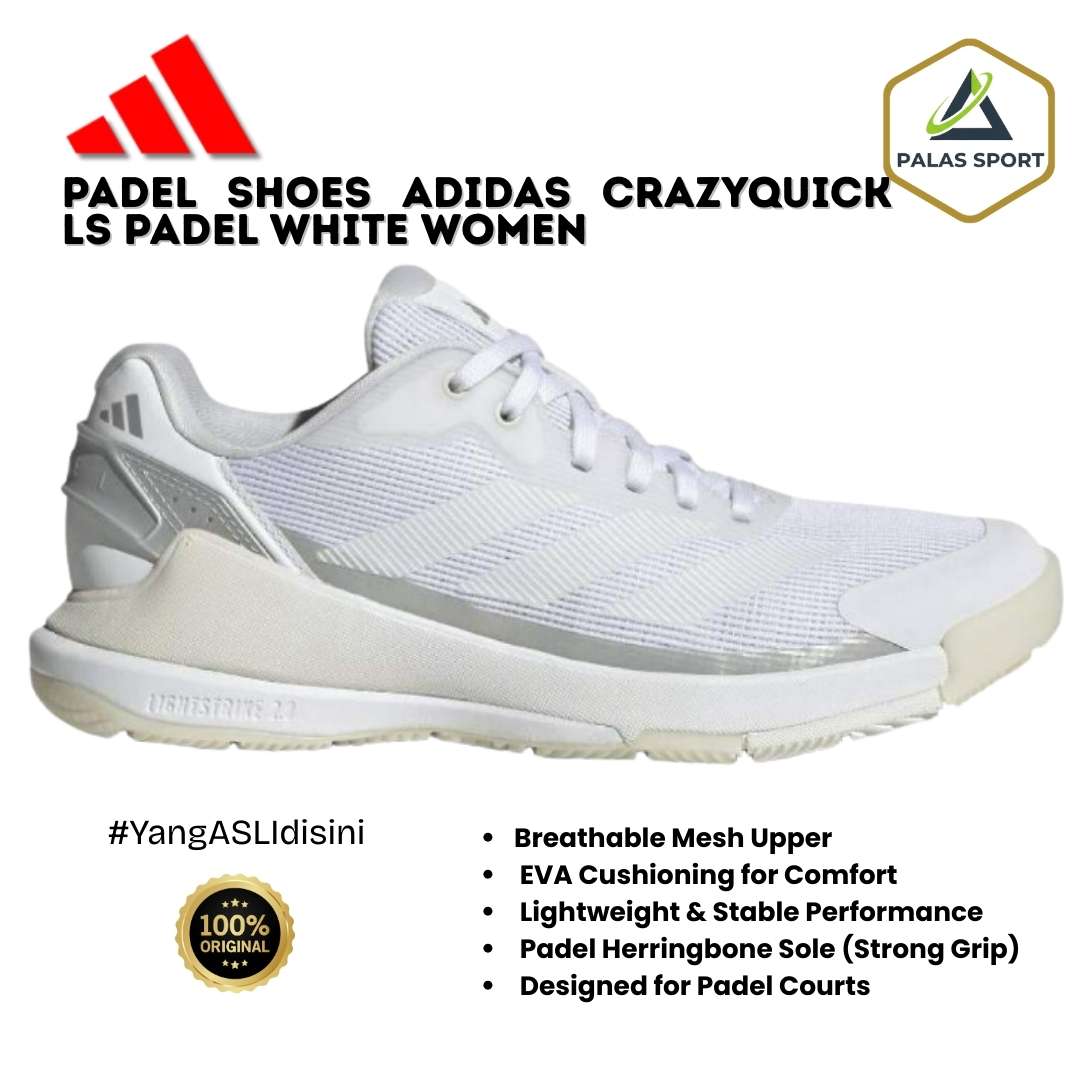 Padel Shoes Adidas Crazyquick LS Padel White Woman/Women Sneakers Sepatu Padel