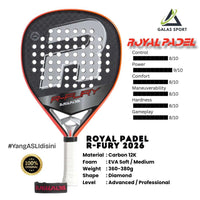 Royal Padel R-FURY 2026 Carbon 12K (Diamond) Racket/Raket Padel