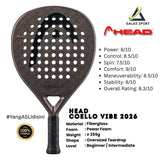 HEAD Coello Vibe 2026 FIberGlass Racket/Raket padel