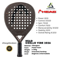 HEAD Coello Vibe 2026 FIberGlass Racket/Raket padel