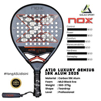 NOX AT10 Luxury Genius Alum 18K 2025  (Teardrop) by Agustin Tapia Racket/Raket Padel