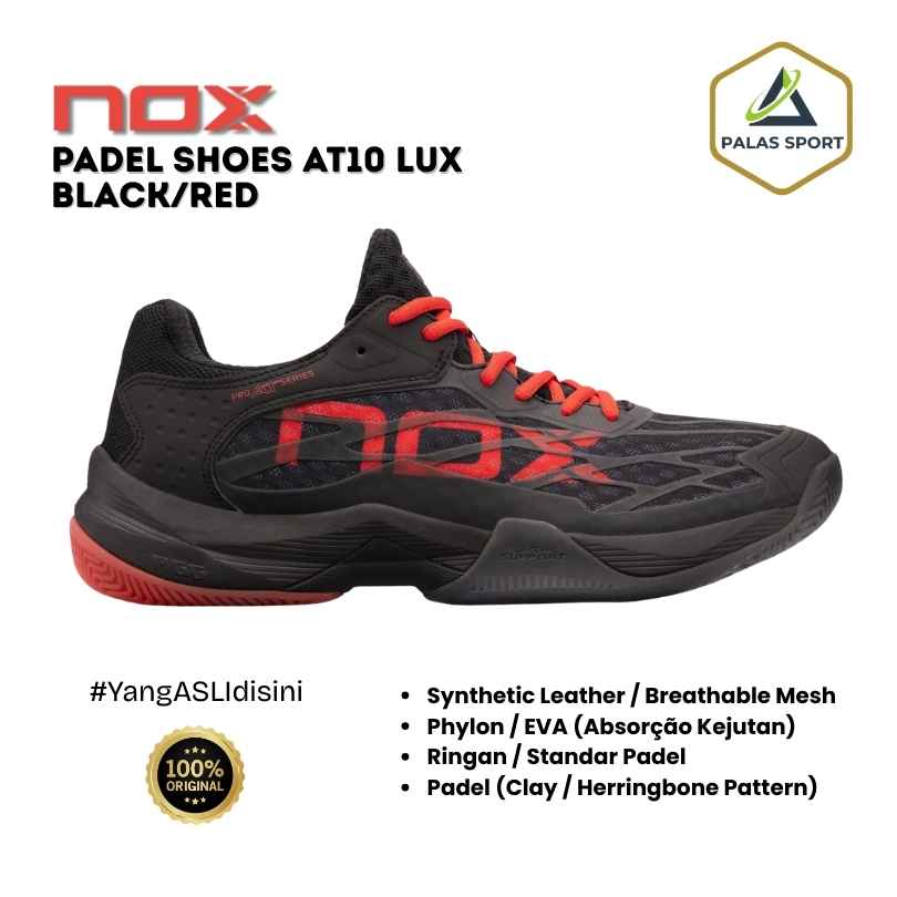 Padel Shoes Nox AT10 LUX Black Red Sepatu Padel