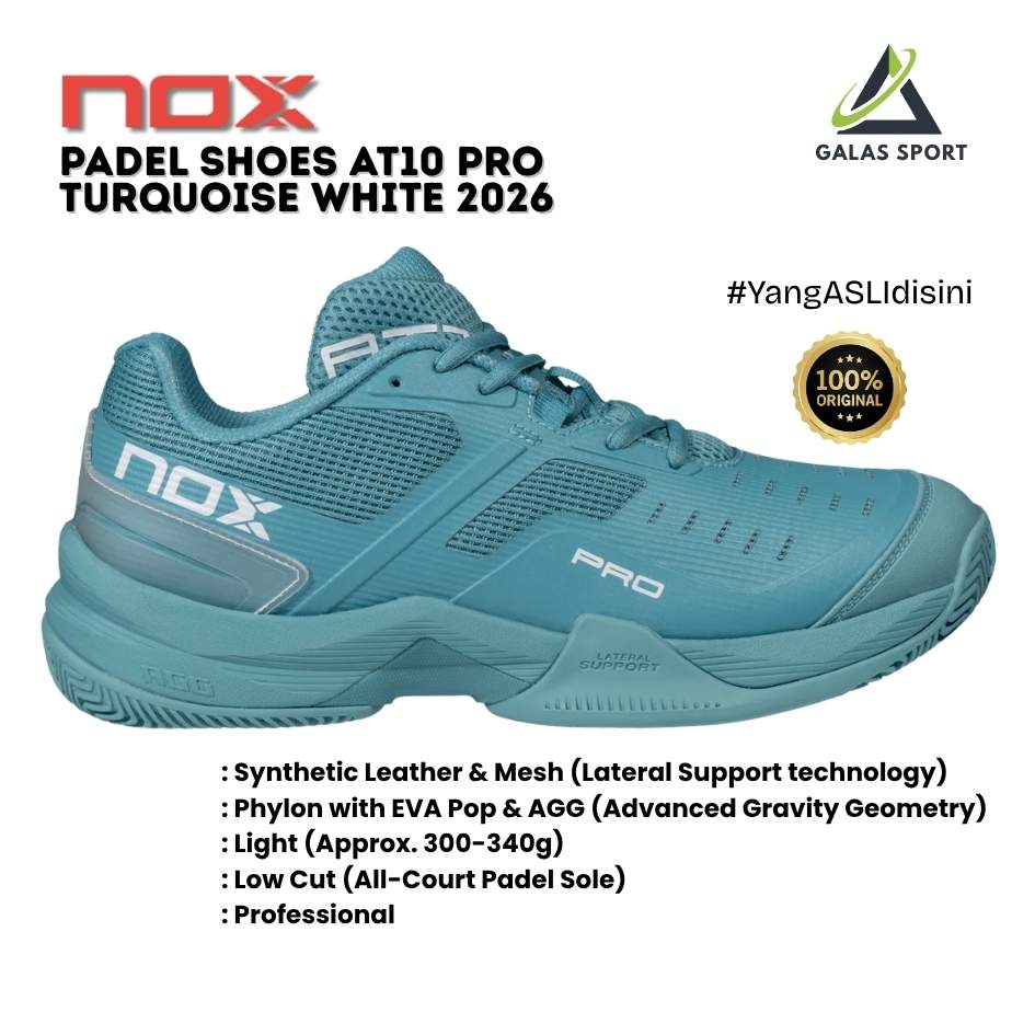 Padel Shoes Nox AT10 Pro Turquoise White 2026 Sepatu Padel