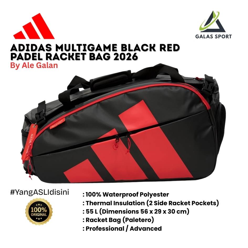 Tas Raket Padel Bag Adidas Multigame 3.5 Black Red by Ale Galan 2026 Racket Bag/Backpack