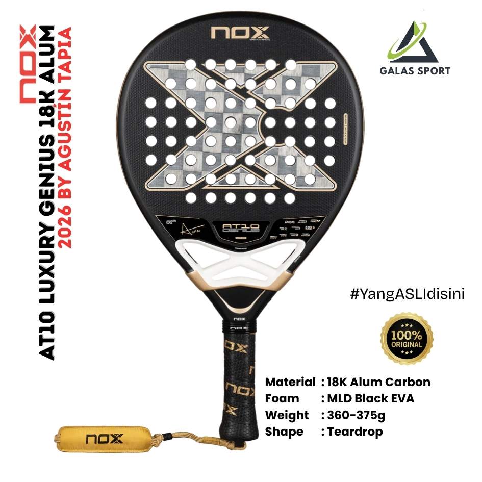 NOX AT10 Genius Alum 2026 Carbon 18K (Teardrop) by Agustin Tapia Racket/Raket Padel