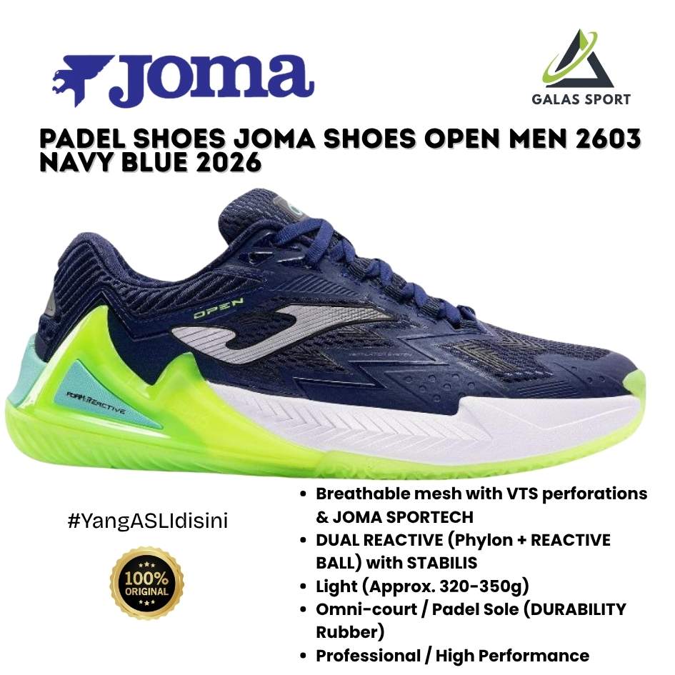 Joma Open Men 2604 Navy Blue Padel Shoes | Sepatu Padel Pria 2026