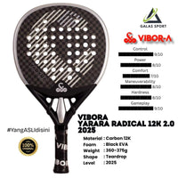 Vibora Yarara Radical 2.0 2025 Carbon 12K Racket/Raket Padel