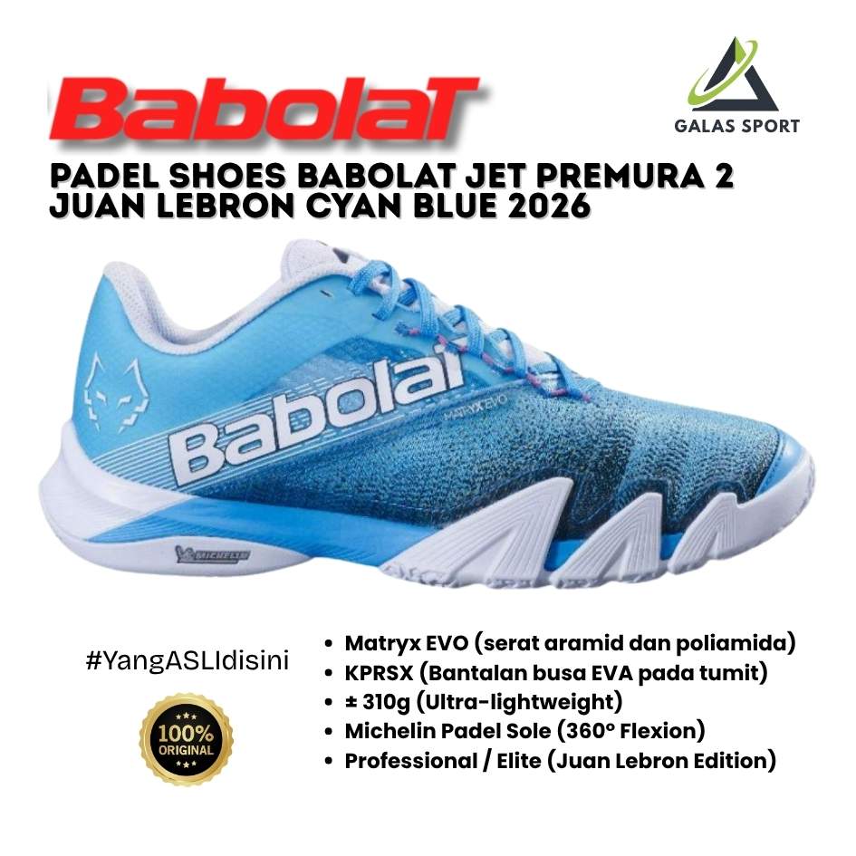 Padel Shoes Babolat Jet premura 2 white blue jual lebron Sepatu Padel | Tennis | Pickleball - 100% Original