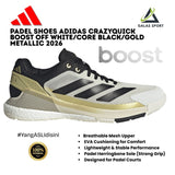 Padel Shoes Padel Shoes Boost Adidas Crazyquick Off White/Core Black/Gold Metallic 2026 Sneakers Sepatu Padel