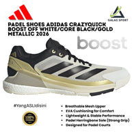 Padel Shoes Padel Shoes Boost Adidas Crazyquick Off White/Core Black/Gold Metallic 2026 Sneakers Sepatu Padel