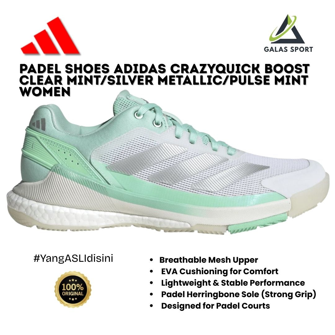 Padel Shoes Boost Adidas Crazyquick clearmint/silver/pulsemint 2026 Sneakers Sepatu Padel