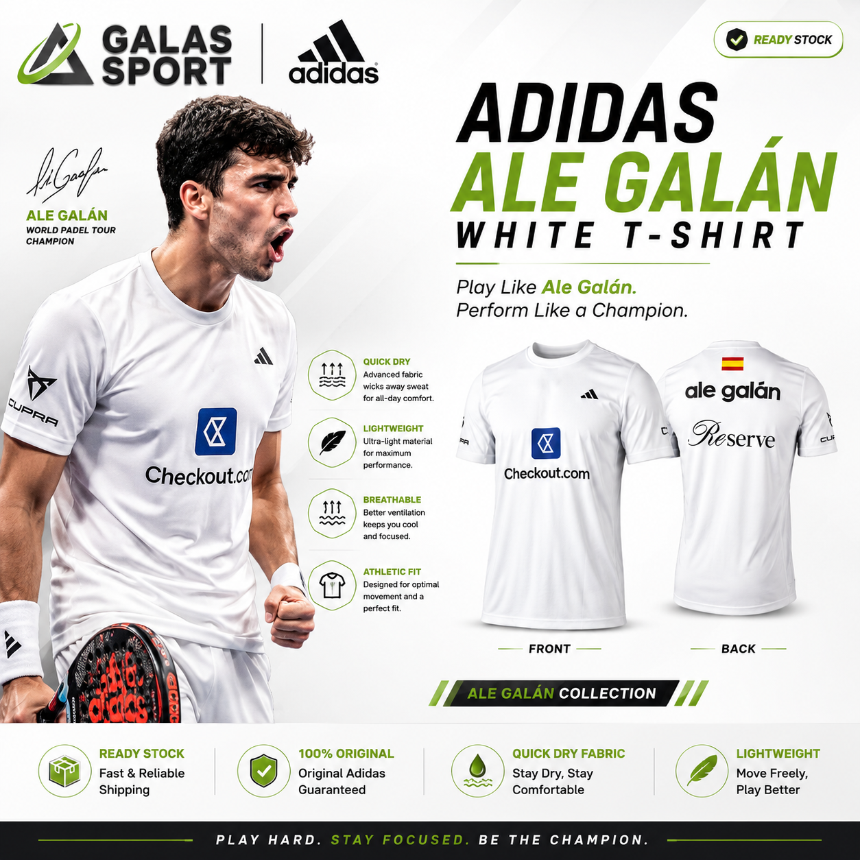Adidas Ale Galan 2026 White T-Shirt Jersey (Top Only)