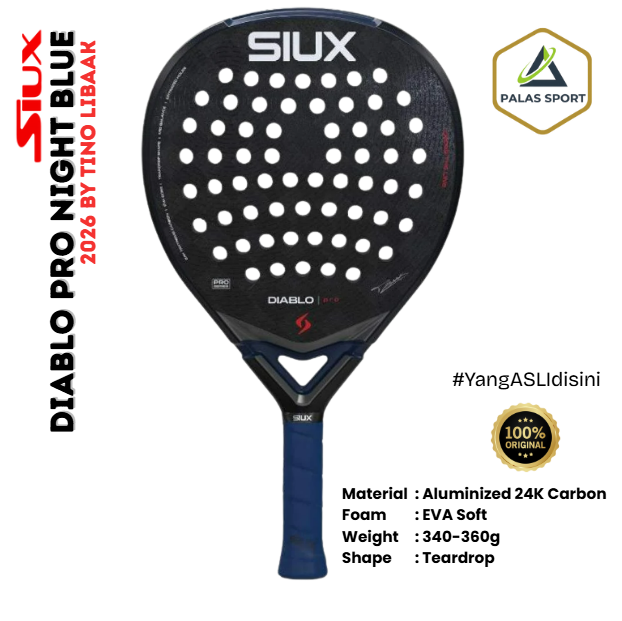 Siux Diablo Pro Night Blue Carbon 24K TeXtrem 2026 by Tino Libaak Racket/raket Padel