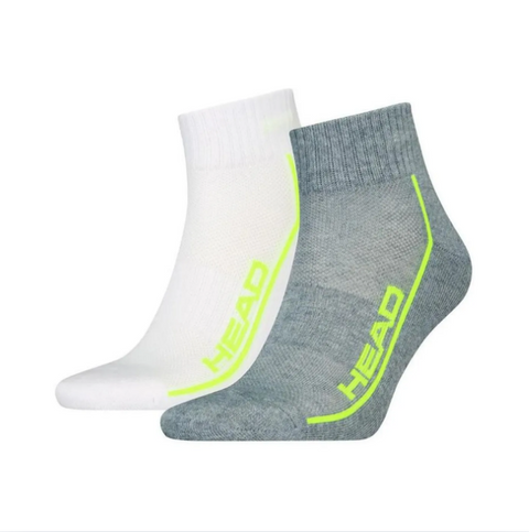 Head Socks  Performance Quarter White/Grey/Lime 2-Pack kaos kaki