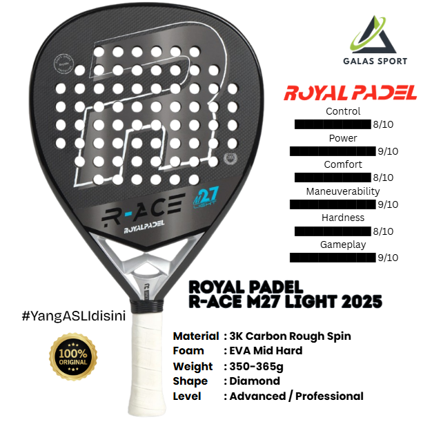 Royal Padel Race M27 Light 2025 Carbon 3K