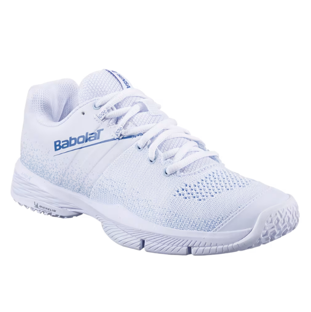 Padel Shoes Babolat Sensa Women White/Cool Blue 2026 Sepatu Padel