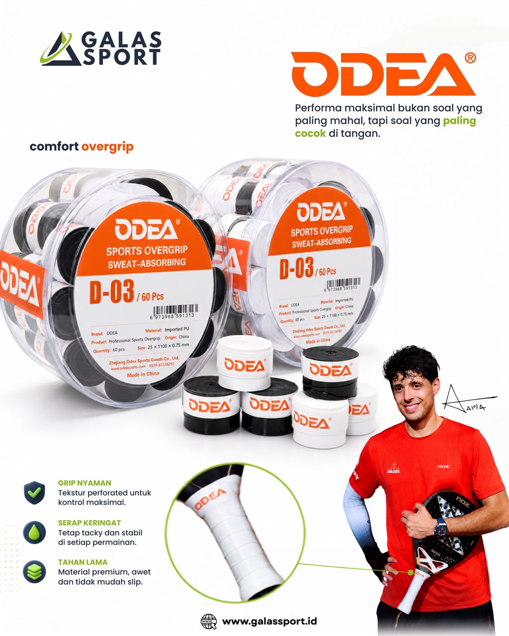 Odea Overgrip White Comfort D-03