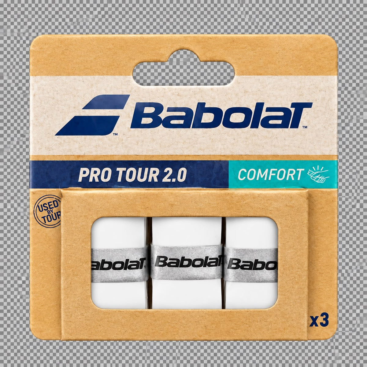 Babolat Overgrip Pro Tour 2.0 Comfort White X3