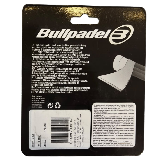 Bullpadel Overgrip Comfort White 3 pcs GB1200