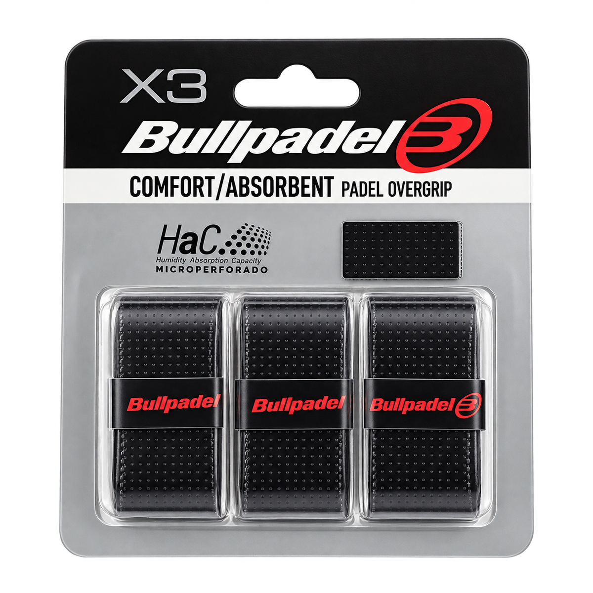 Bullpadel Overgrip Comfort Absorbent Black 3-Pack