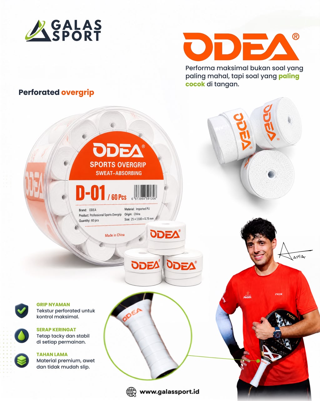 Odea Overgrip Black Perforated D-01